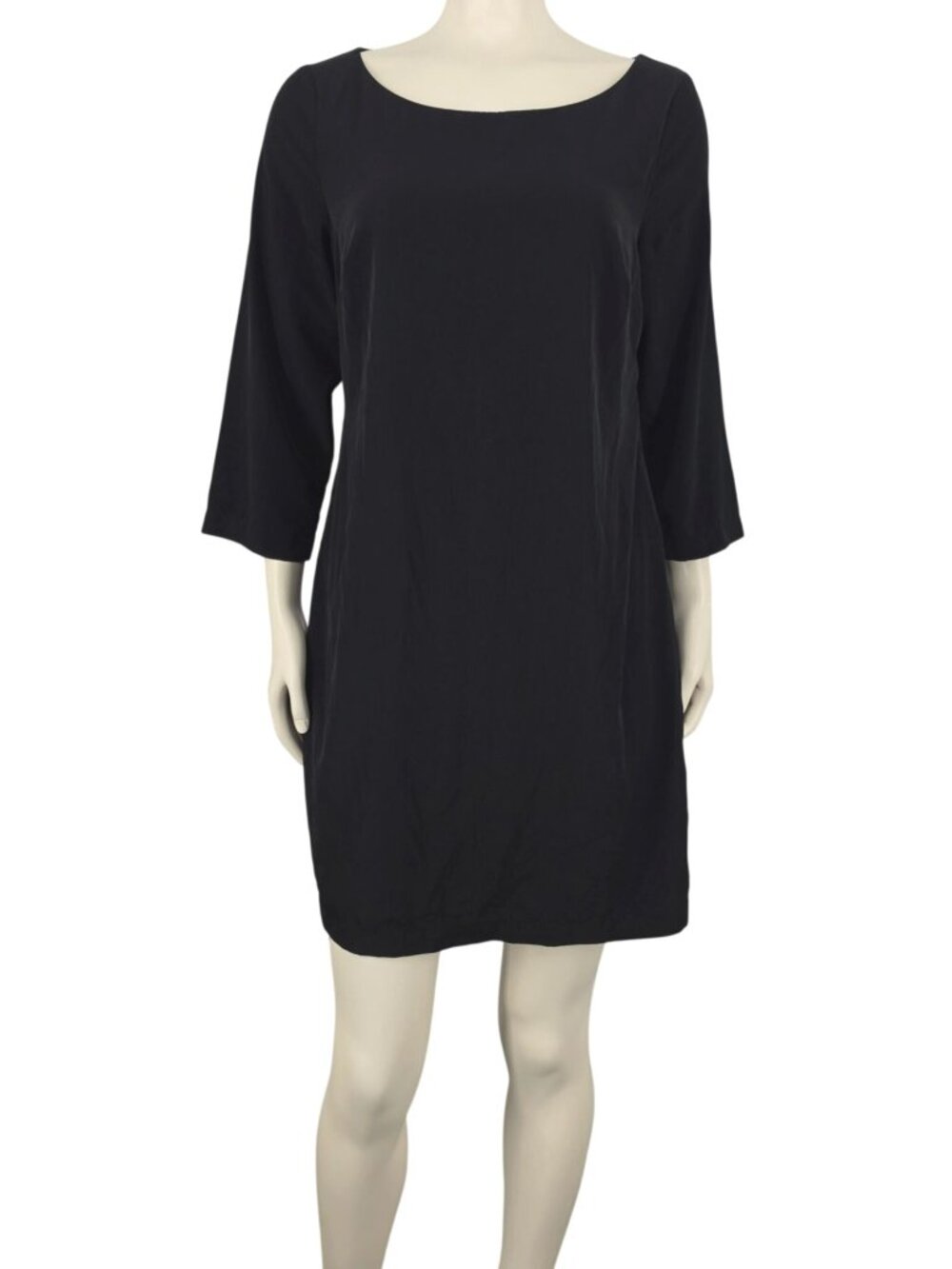 Women's Old Navy Basic Black Shift Dress Small Flowy Long Sleeve Knee Length